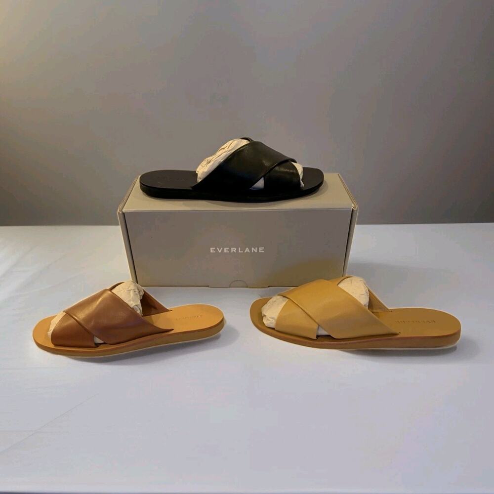 NEW Everlane THE DAY Brown Leather CROSSOVER SANDAL 5.5